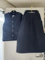 キルティング ベスト スカート セット ブラック