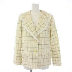 チェスティ Chesty 20SS テーラードジャケット 総裏地 シングル 2B チェック柄 フリンジ ウール 0 XS アイボリー 20I401 /BMのサムネイル