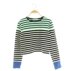 アレキサンダーワン ALEXANDER WANG ボーダーロングスリーブカットソー 長袖 M 黒 ブラック 緑 グリーン /AT ■OSのサムネイル