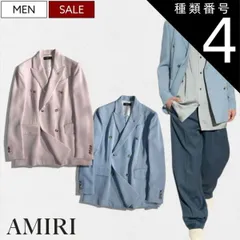種類4：48/ブルー 【定価308,000円(税込)】AMIRI -アミリ- 大人の色香と圧倒的なオーラを放つ１着！ロゴピンバッチ付 ダブルブレストジャケット ダブルジャケット ブレザー RELAXED DB BLAZER ブルー ピンク SRSS23MOS0