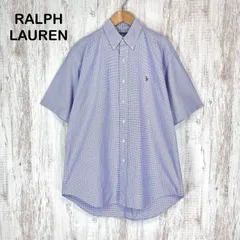 RALPH LAUREN ラルフローレン BLAKE ブレイク ポニーロゴ刺繍 チェック 総柄 BD ボタンダウン 半袖 シャツ パープル メンズ トップス