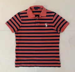 ポロラルフローレン ビックポニー ストライプ カラーTシャツ ピンク ネイビー