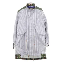 JUNYA WATANABE COMME des GARCONS MAN ジュンヤワタナベ コムデギャルソンマン 19SS コットンストライプラミネートコート WC-J042 ブルー カーキ XSのサムネイル