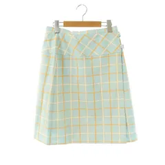 クレージュ courreges チェックラップスカート 膝丈 フレア 67-93 ライトブルー オレンジ 白 /NR ■OS