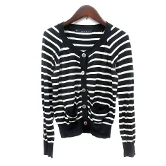 マルティニーク martinique カーディガン ニット ボーダー 絹 シルク 黒 ブラック /MN