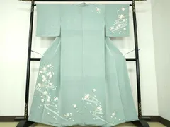 平和屋着物●訪問着　駒刺繍　流水枝垂れ桜　鬼しぼ縮緬　金彩　正絹　逸品　DABD1419ps