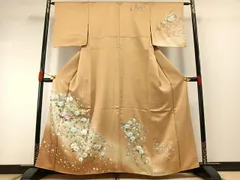 平和屋着物●訪問着　刺繍　枝花文　暈し染め　金銀彩　金糸　正絹　逸品　未使用　AABG4709fy