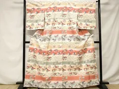 平和屋着物■訪問着　駒刺繍　花蝶文　暈し染め　金彩　正絹　逸品　CABD3234ev