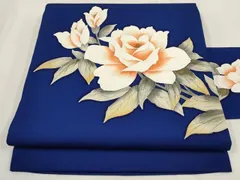 平和屋着物◎塩瀬　九寸名古屋帯　手描き　草花文　正絹　逸品　AABG6122wj