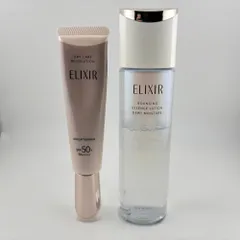 ELIXIR 2点 : エリクシール デーケアレボリューション ブライトニング +ba SPF50+ PA++++ 日中用乳液 医薬部外品 / リフトモイスト ローション みずみずしいタイプ ba 医薬部外品 化粧水