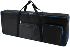 キーボード キャリーケース 背負える キーボード保護ケース 電子ピアノ ソフトケース シンセサイザー キーボードバッグ 61鍵用 (ブラック×ブルー キーボードケース 防水 420D) Laquest