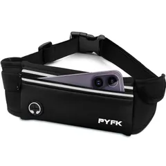 PYFK ランニングポーチ 軽量 防水 揺れない ウエストポーチ iPhone スマホ対応 ランニング ポーチ 薄型 おしゃれ メンズ レディース (ブラック)