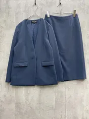 INDIVI インディヴィ ストレッチ ノーカラージャケット/ストレッチ ストレートスカート セットアップ size05/青 ■◆◎レディース