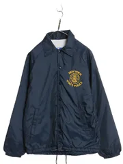 【お得なクーポン配布中!】 80s USA製 チャンピオン ナイロン コーチ ジャケット メンズ S ヴィンテージ ポリス ワンポイント プリント 中綿 ライナー付き ブルゾン 紺