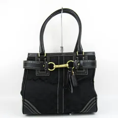 コーチ トートバッグ シグネチャー キャンバス レザー 10509 鞄 ブランド レディース ブラック COACH 【中古】