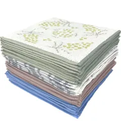 家庭用＆業務用（23×23㎝）345809 4柄40枚組 ハンカチ タオル レディース 綿100％ 洗い替え便利な