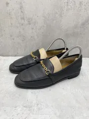 Le Talon GRISE ルタロングリーズ 日本製 レザー チェーン ローファー シューズ size22.5/黒 ■■レディース