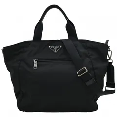 プラダ ロゴプレート ナイロン 2way ハンドバッグ ブラック Aランク pr6969cc