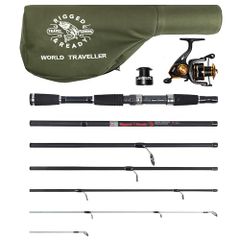 신품 Rigged and Ready World Traveller Travel Fishing Rod Reel & Case Set 컴팩트 6 섹션, 2개의 팁. 울트라 컴팩트한 운반 사이즈