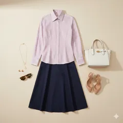 トゥモローランドコレクション ストライプ シャツ ブラウス 長袖 ピンク系 36 美品