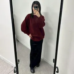 nairo ダイヤ柄オーバーサイズ ニット セーター レッド 赤 F ゆるふわ