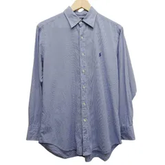 POLO RALPH LAUREN ポロラルフローレン ワンポイントシャツ サイズ15ハーフ M相当 ブルー 青 チェック コットン100%  香港製 アメカジ 古着