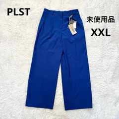 PLST プラステ 未使用品 25SS PLUS STYLE リネンブレンドワイドパンツXXL 青 ブルー 大きいサイズ