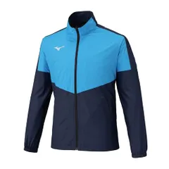 新品 [ミズノ] トレーニングウェア ウィンドブレーカージャケット 撥水 防風 32MEC120 ユニセックス ディーバブルー×ディープネイビー S