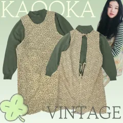 日本ヴィンテージ はぐみ 森ガール レイヤード フラワーパターン ラブリー ONE PIECE ニット コーディネートセット