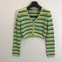 ザラ クロシェ クロップド ニットカーディガン レディース Sサイズ