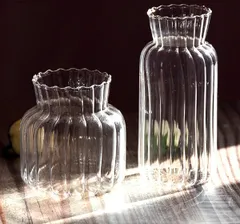 ガラスベース ガラスボトル フラワーベース花器 + 2つセット - 水栽培 おしゃれ 透明 シンプル 生け花 一輪挿し 造花アレンジ インテリア ミニ花器 インテリア雑貨 飾り瓶 ガラスの花瓶 北欧 レトロ