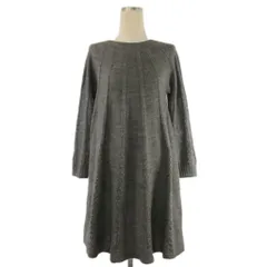 ビームスハート BEAMS HEART ニット ワンピース 長袖 クルーネック ローゲージ 灰色 グレー ■GY14