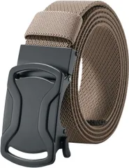 オートロック式 - ナイロンベルト 作業 伸縮 スポーツ 登山 ゴルフ メンズ - アウトドア ベルト ベルト 伸びる 穴なし 無段階調節 [LionVII] 合金製の自動バックル 幅38mm長125cm【ウエスト75cm-115cmに最適】