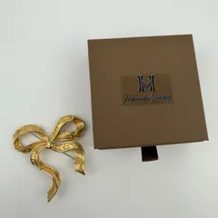 【中古】Christian Dior クリスチャンディオール アクセサリー ロゴ リボン ブローチ ゴールド ヴィンテージ レディース【中古美品】HIBUOCHI VINTAGE　HBOC260218A11-1