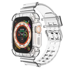 一体型交換用ベルト スポーツバンド 透明 クリア 耐衝撃ベルト アップルウォッチバンド iWatch Series バンド 49mm 46mm 45mm watch 44mm 42mm 41mm apple 40mm 38mm 11/10/9/Ultra2/U