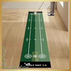 パターマット ゴルフ練習マット 250cm/300cm 室内・屋外対応 防音 パター練習器具 トレーニングマット ガイドライン付き 軽量 折りたたみ式 初心者・上級者向け ゴルフスポーツの必需品 250*30cm 0のサムネイル