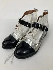 IBIZA ブーツ 41 その他 エナメル 無地 ラウンドトゥ ショート レースアップ 紐 ジップアップ フラット