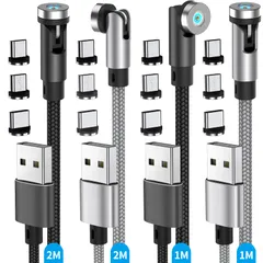 ZRSE(ザスイ) マグネット 充電ケーブル【2020年最新第十世代】【E10端子専用】3in1 USBケーブル 急速充電 180°+360°回転Type-C/Micro USB/Android 端子兼用 コネクタ脱着 磁石 ナイロン L字型 LED ...