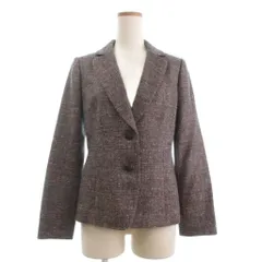 レリアン Leilian 美品 ツイードジャケット 長袖 総裏 シルク混 茶系 9