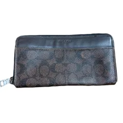 コーチ　長財布　シグネチャー　ラウンドファスナー　ブラウン