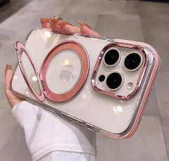★iPhone 15 Pro Max ケース 耐衝撃 MagSafe対応 黄変防止/透明 高耐久性【定点360度回転】【横縦両立・角度自由調整】ワイヤレス充電対応 いphone15promax 用ケース 6.7インチ(ピンク)のサムネイル