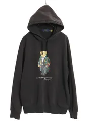 【お得なクーポン配布中!】 ポロベア ポロ ラルフローレン プリント スウェット フード パーカー メンズ L / トレーナー 裏起毛 キャラクター プルオーバー ブラック