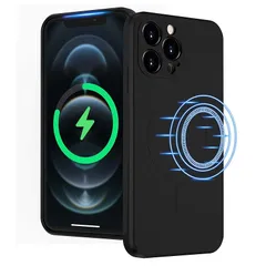 【新品】 UEEBAI 対応 iPhone 15 Pro 用の ケース ソフト シリコン ケース MagSafe対応 ワイヤレス充電 薄型 軽量 耐衝撃 バンパー スマホケース ? ブラック 1