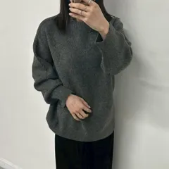 新品 nairo ダイヤ柄オーバーサイズ ニット セーター チャコールグレー F