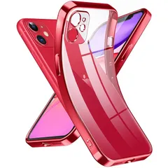 【新品】 Supdeal クリスタル クリアな電話ケース対応iPhone 11，[カメラレンズ保護][シリコン高精細透明][黄変しない][極薄でソフトな素肌感覚][耐衝撃]アイフォン 11 スマホカバー衝突防止エアバッグ付き，6.1インチ(レッド) 1