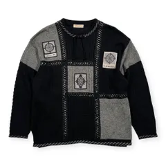 LANCEL ランセル デザイン編み リネン混 サマーニット セーター サイズ L /ブラック/日本製/メンズ/麻混のサムネイル
