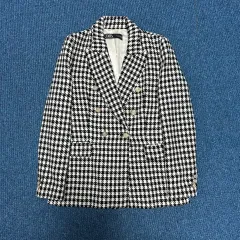 ザラ ハウンドトゥース チェック ダブル ブレスト ジャケットS