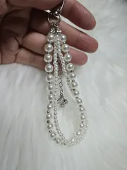 2連パールビーズ キーホルダー ハンドメイド バッグ 装飾