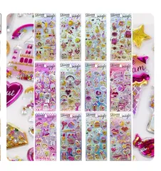 大人気！！ シール おまとめ 3D シャカシャカ シール ランダム  8枚 セット キラキラ かわいい キラキラシール シェイカーステッカー シェイカーシール シール交換 シール帳 シール帳 完成品 8PCS ぷくぷく 立体 女の子 人気 手作り ハンドメイド