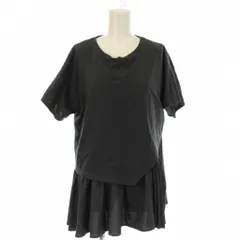 ビームスハート BEAMS HEART Tシャツワンピース 黒 ブラック 半袖 ラウンドネック アシンメトリーヘム /LP ■GY58